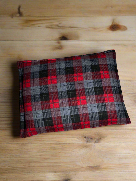 The Neddy Junior Bag, Heat Therapy Rice Bag,  Black Red Gray Plaid