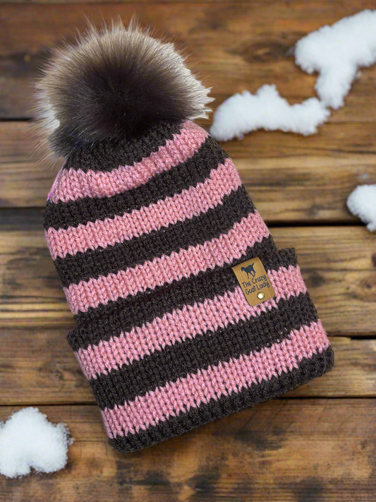 Beanie, Adult (Brown and Pink)