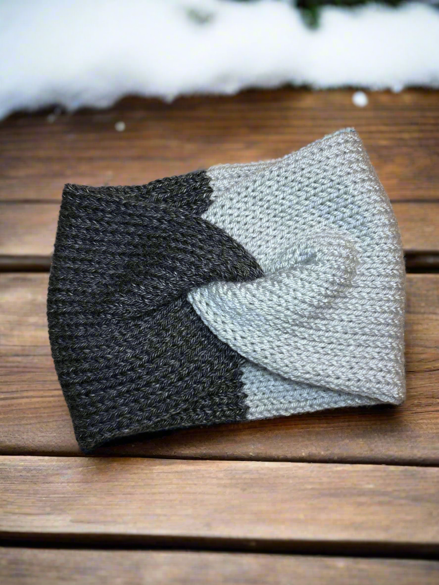 Twisted Headband, Light Gray/Dark Gray