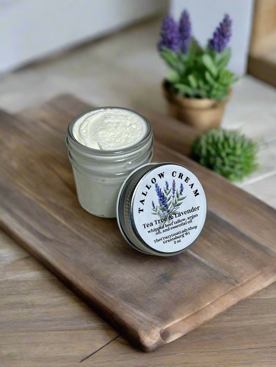 Tallow Cream with Argan Oil ~ Lavender & Tea Tree Essential Oil