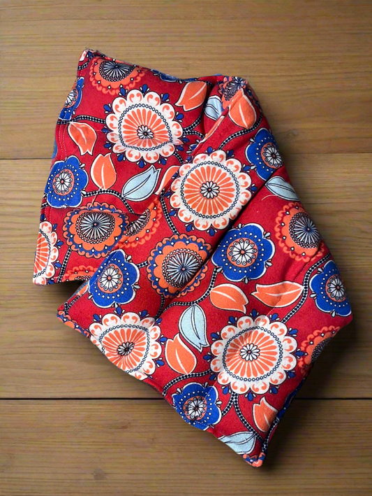 The KC Back Wrap, Heat Therapy Rice Bag, Coral Floral 9x19