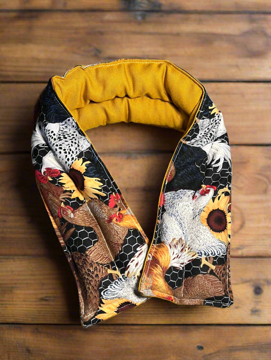 The EmJ Neck Wrap, Heat Therapy Rice Bag, Chicken/Sunflowers