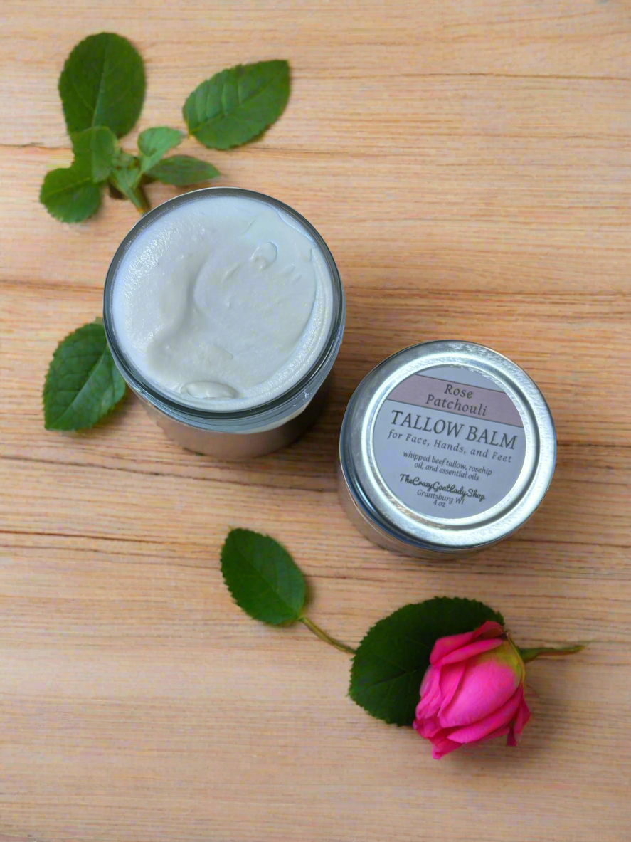 Tallow Balm, Rose Patchouli 4 oz