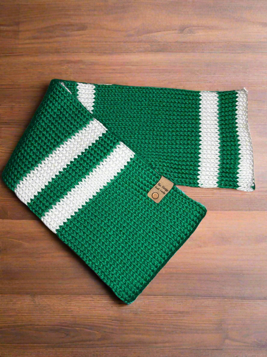 Infinity Scarf, Adult (green/white stripe)